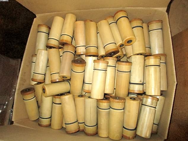 Wooden Package Holders for Creel, 2" x 6" x 1/2" bore.